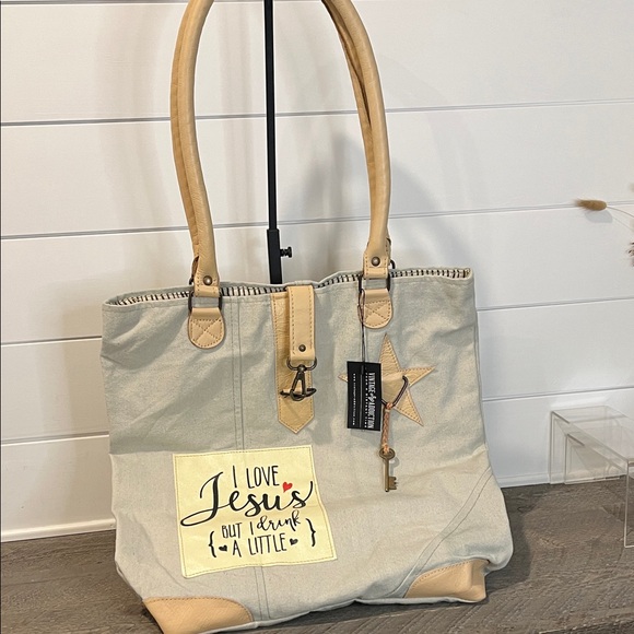 Vintage Addiction Handbags - 👜 **Vintage Addiction Canvas Tote – “I Love Jesus But I Drink a Little”** NWT